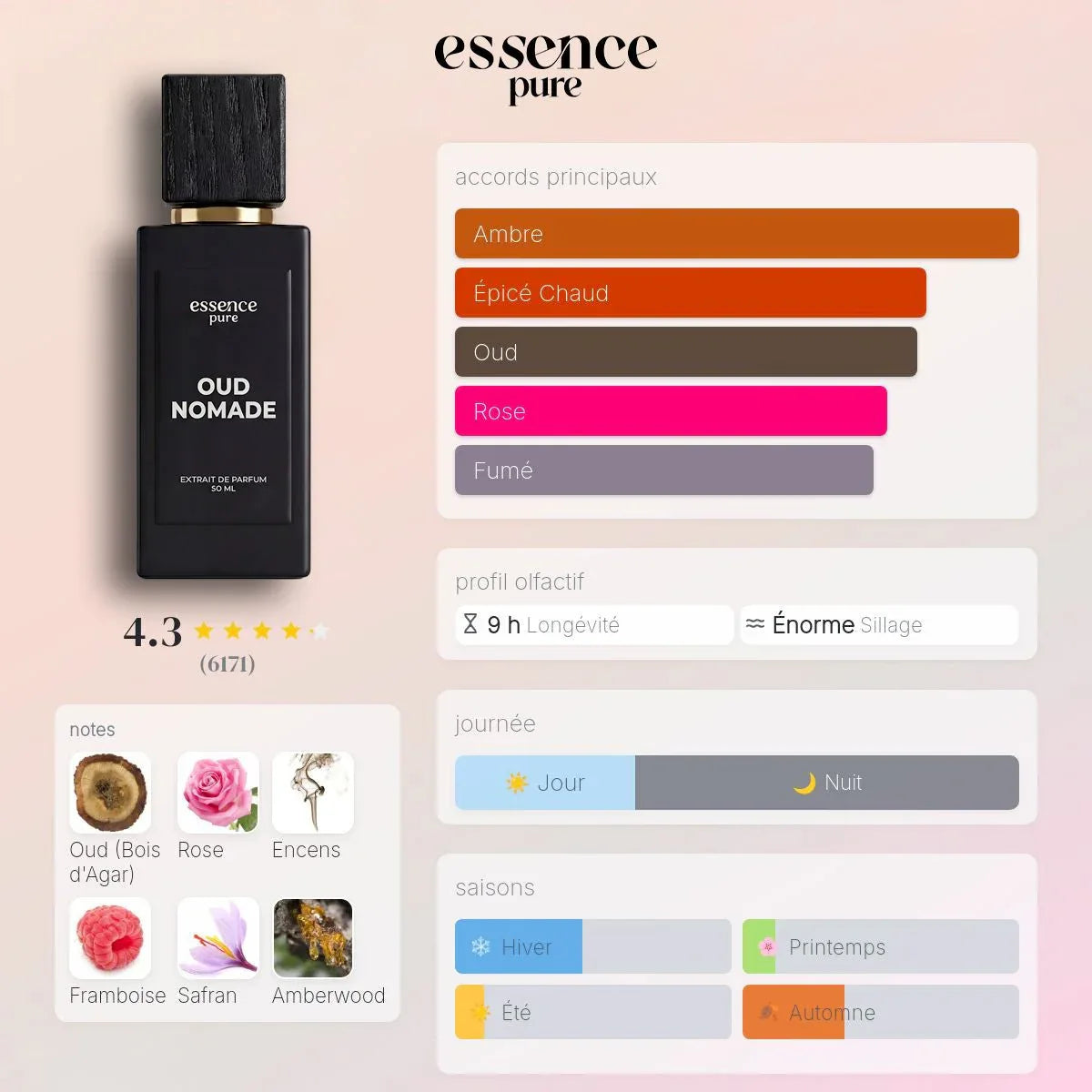Pyramide olfactive — Oud Nomade — Extrait de Parfum 50ml